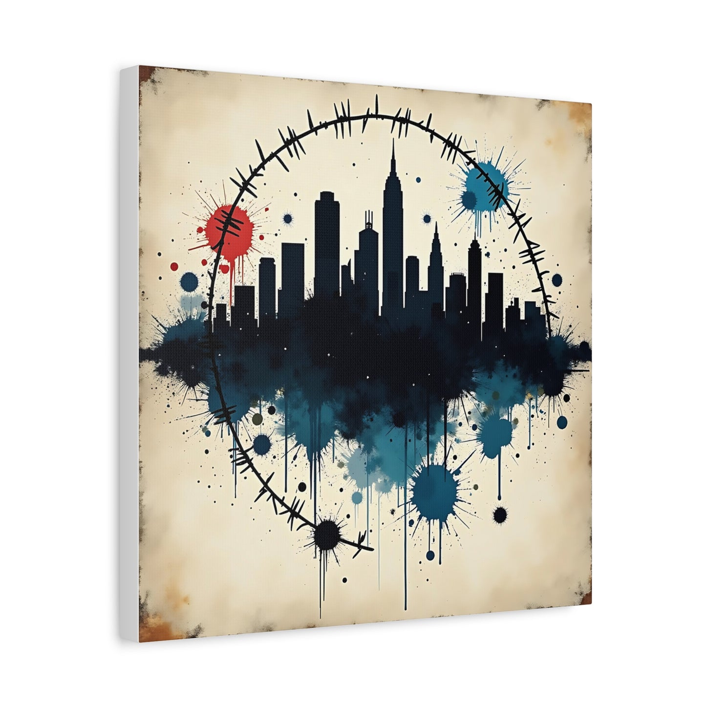 Canvas Wall Art, Cityscape Grunge Collage Print, Urban Home Decor, Industrial Rustic Apartment Decoration, Modern Artwork for Living Room,