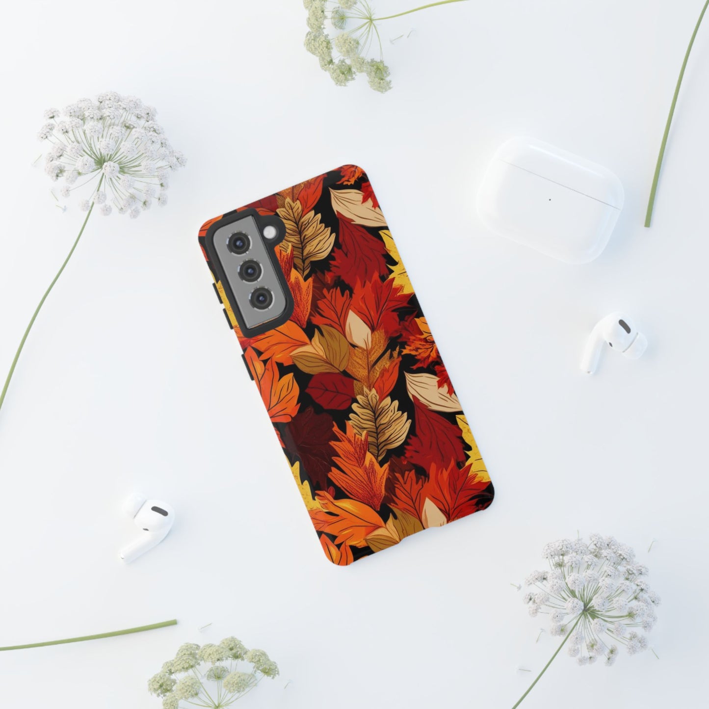 Leafy Tough Cases, Autumn Phone Cover, Protective Smartphone Shell, Nature Lover Gift, Fall Accessories