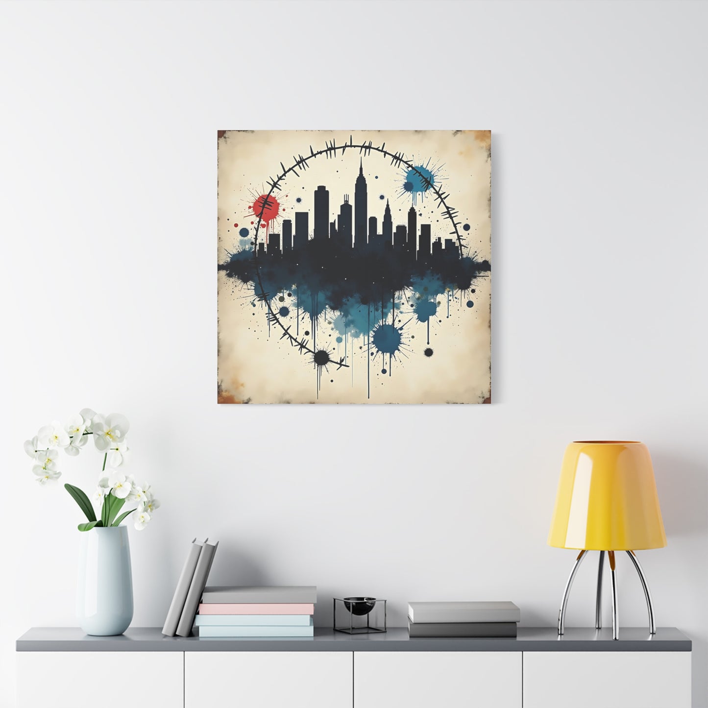 Canvas Wall Art, Cityscape Grunge Collage Print, Urban Home Decor, Industrial Rustic Apartment Decoration, Modern Artwork for Living Room,