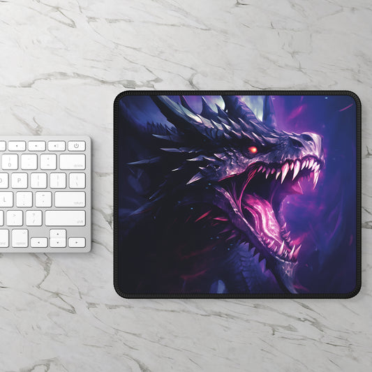 Gaming Mouse Pad, Gothic Dragon Design, Purple Background, Desk Mat, Gaming Accessories, Office Decor