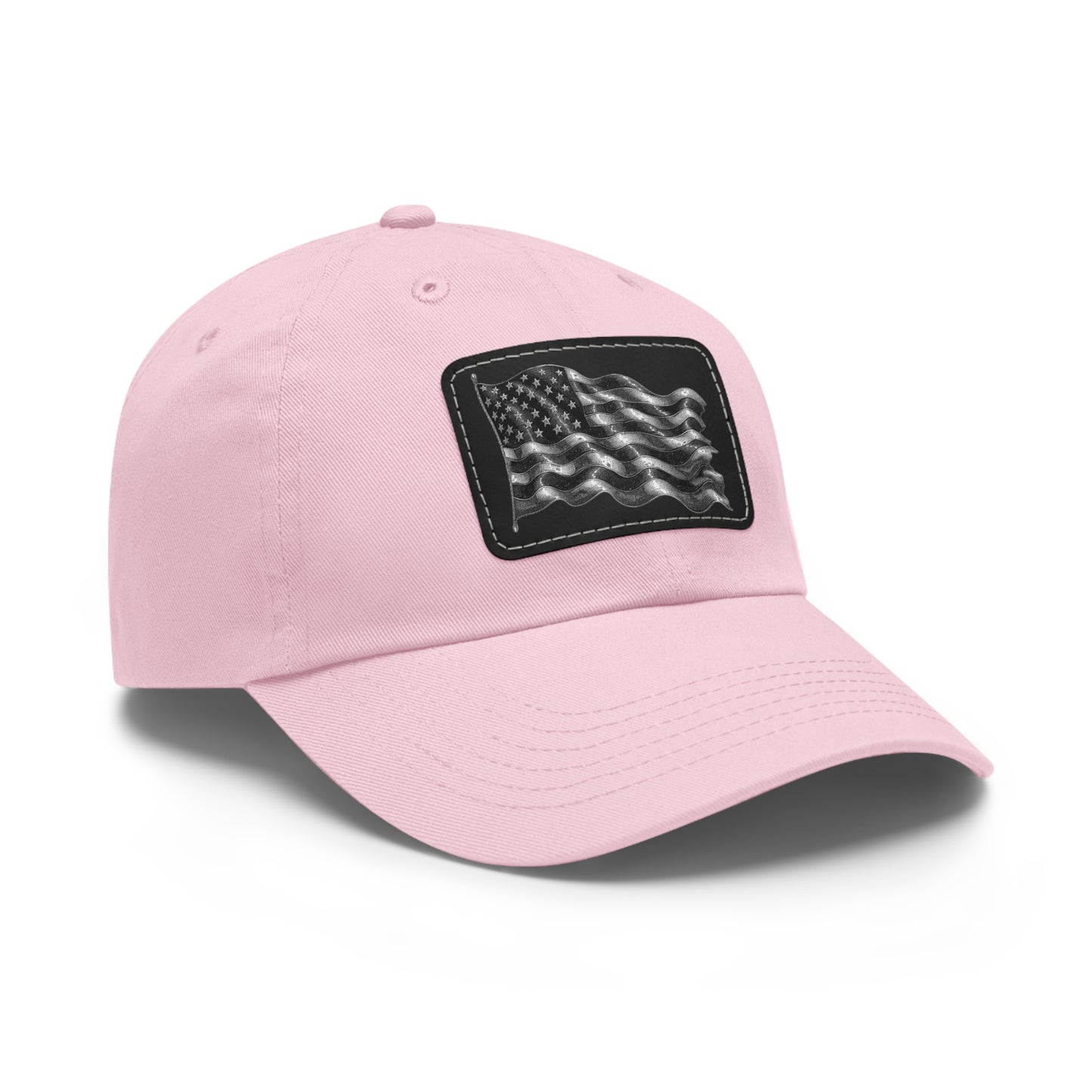 American Flag Dad Hat with Leather Patch (Rectangle)