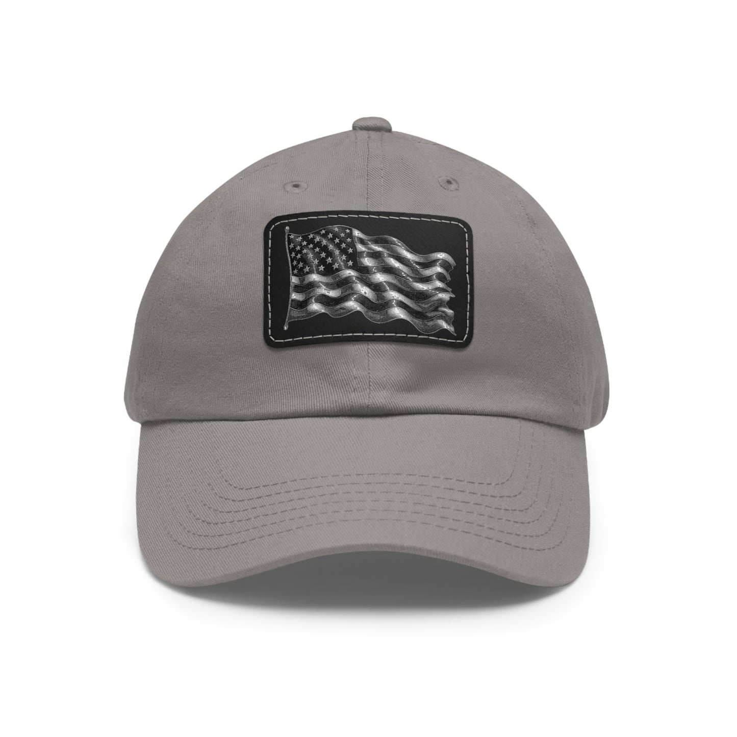 American Flag Dad Hat with Leather Patch (Rectangle)