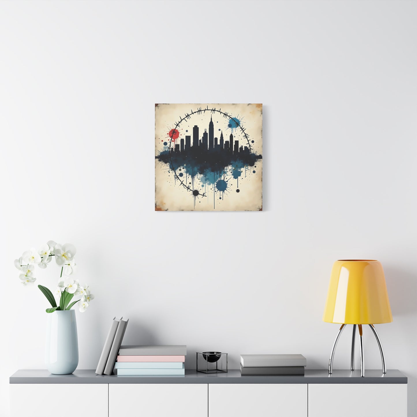 Canvas Wall Art, Cityscape Grunge Collage Print, Urban Home Decor, Industrial Rustic Apartment Decoration, Modern Artwork for Living Room,