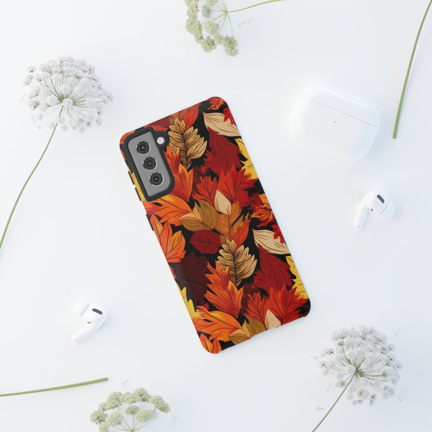Leafy Tough Cases, Autumn Phone Cover, Protective Smartphone Shell, Nature Lover Gift, Fall Accessories