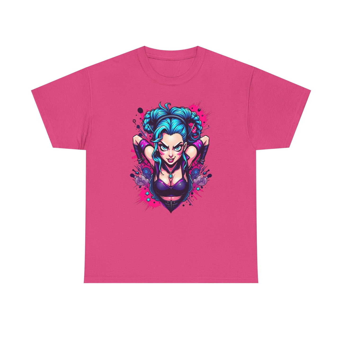 League of Legends Inspired Tee, Jinx Ready to Paint the Town Blue Graphic Shirt, Fun Gift for Gamers and Arcane Fans