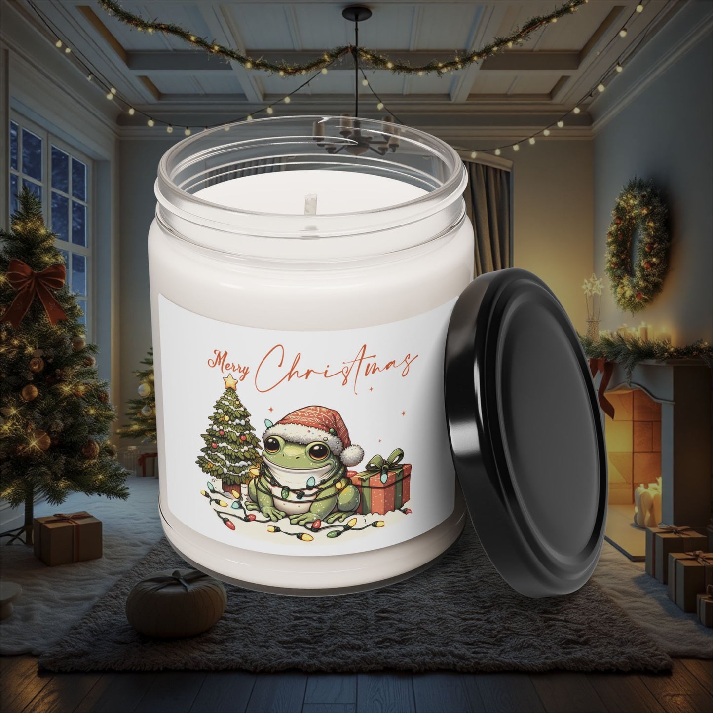 Christmas Frog Scented Candle, Holiday Home Decor, Winter Candle Gift, Festive Fragrance Candle, Christmas Gift for Her, Soy Wax Candle