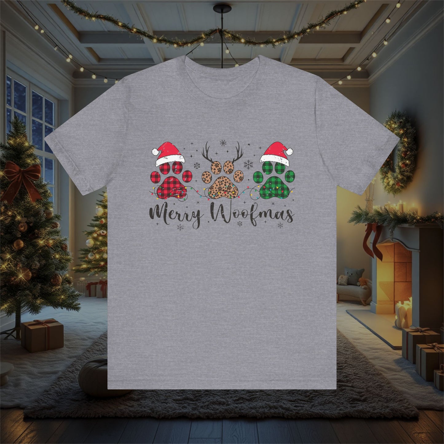 Christmas Dog Lover Shirt, Merry Woofmas Tee, Unisex Holiday T-Shirt, Funny Pet Owner Gift, Dog Mom Dad Apparel, Festive Animal Graphic Top