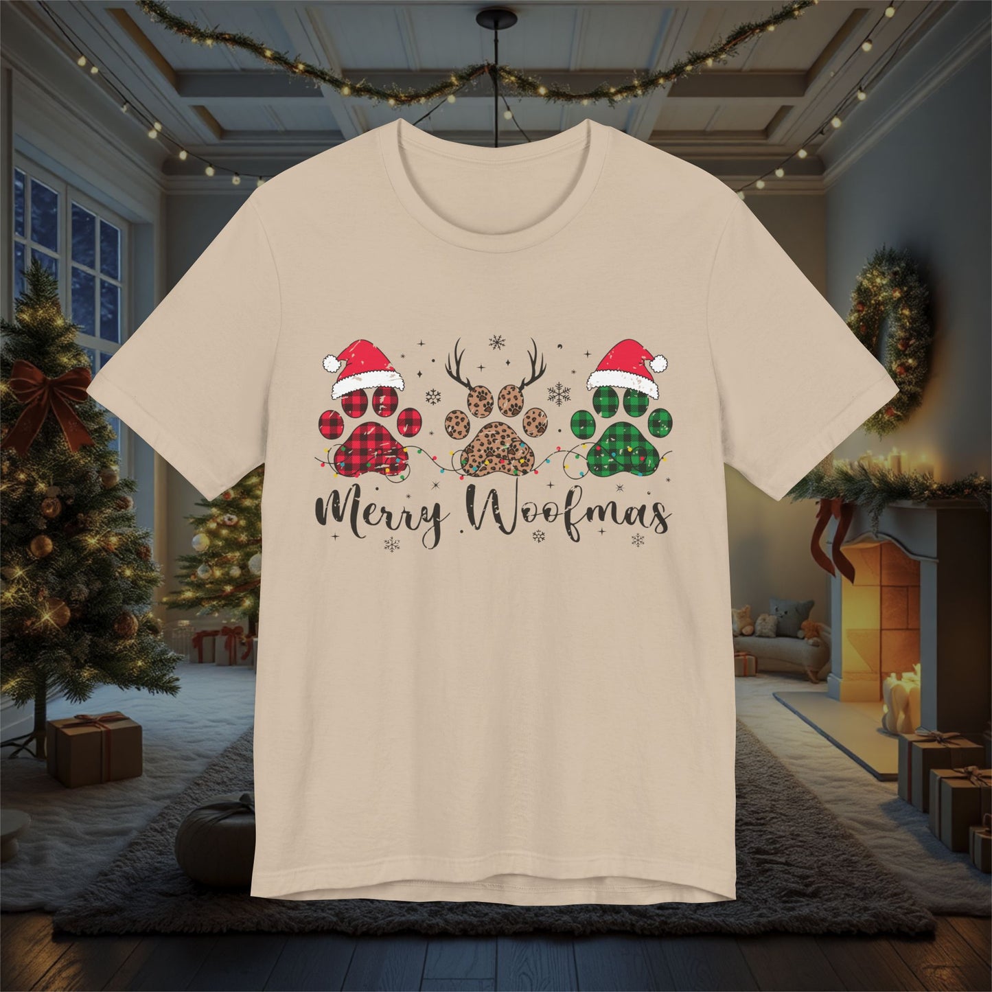 Christmas Dog Lover Shirt, Merry Woofmas Tee, Unisex Holiday T-Shirt, Funny Pet Owner Gift, Dog Mom Dad Apparel, Festive Animal Graphic Top