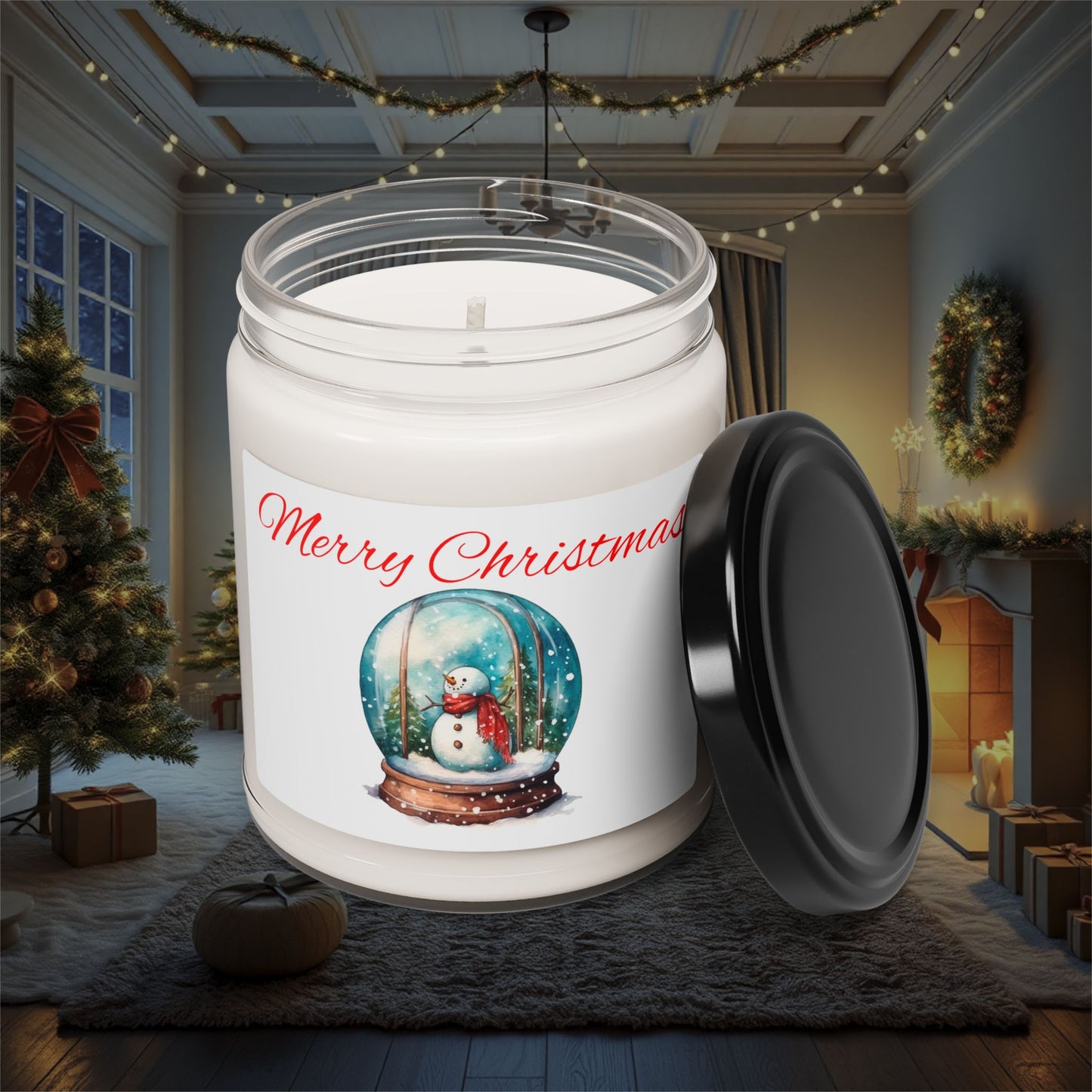 Christmas Snow Man Soy Candle - Festive Holiday Scented Candle for Winter Decor, Christmas Gift, Stocking Stuffer, Home