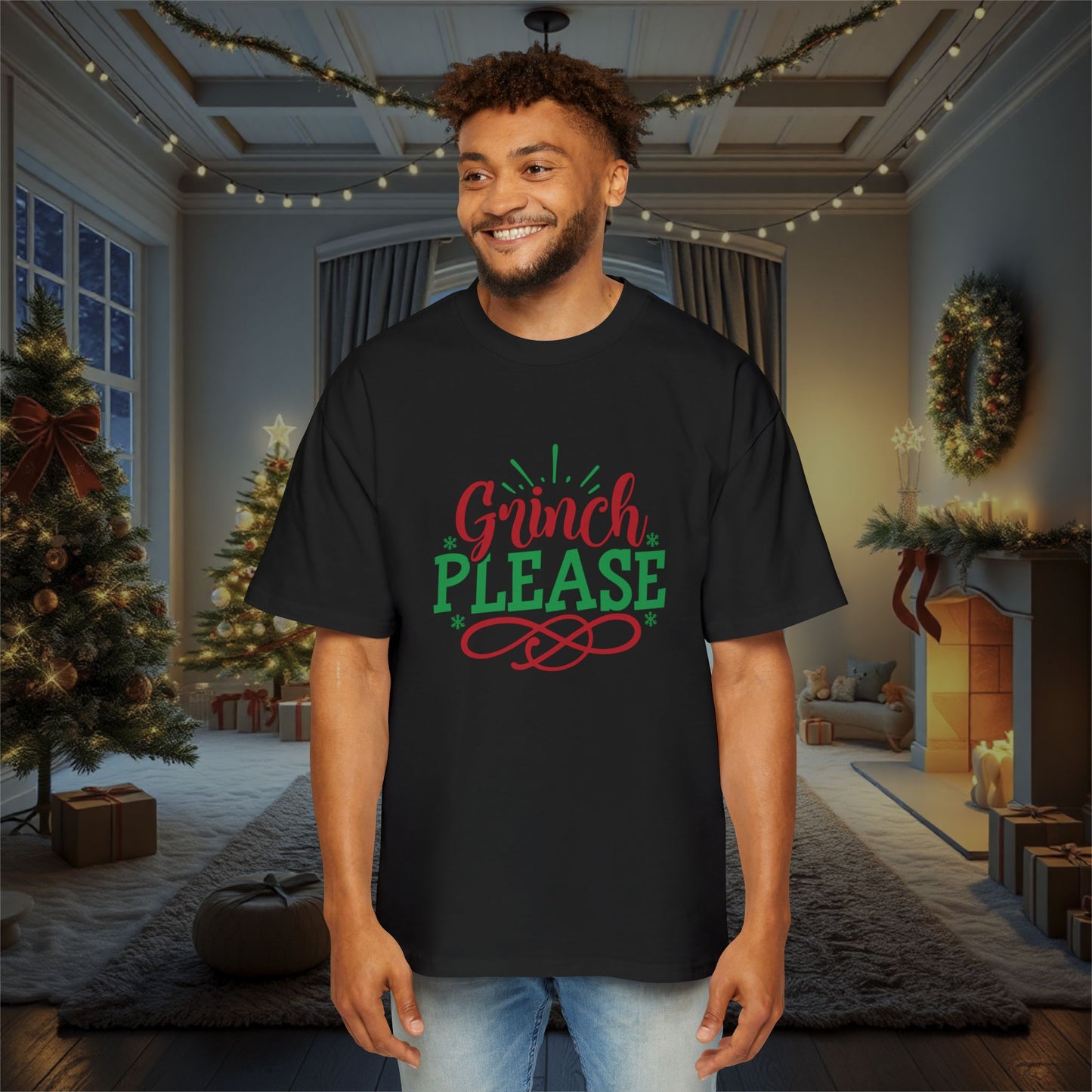 Festive Grinch Men's Oversized Tee - Comfy & Fun!