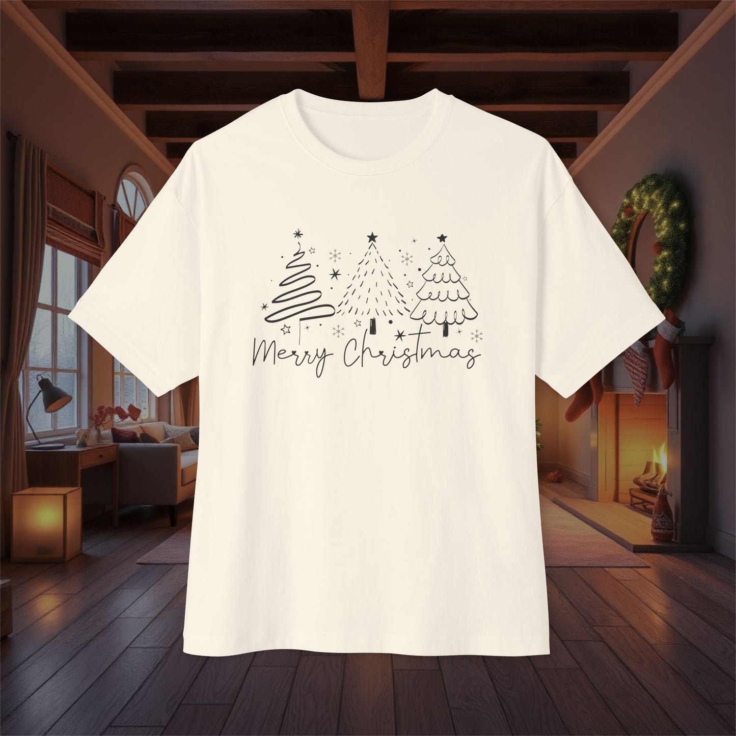 Festive Merry Christmas Oversized Boxy Tee for All