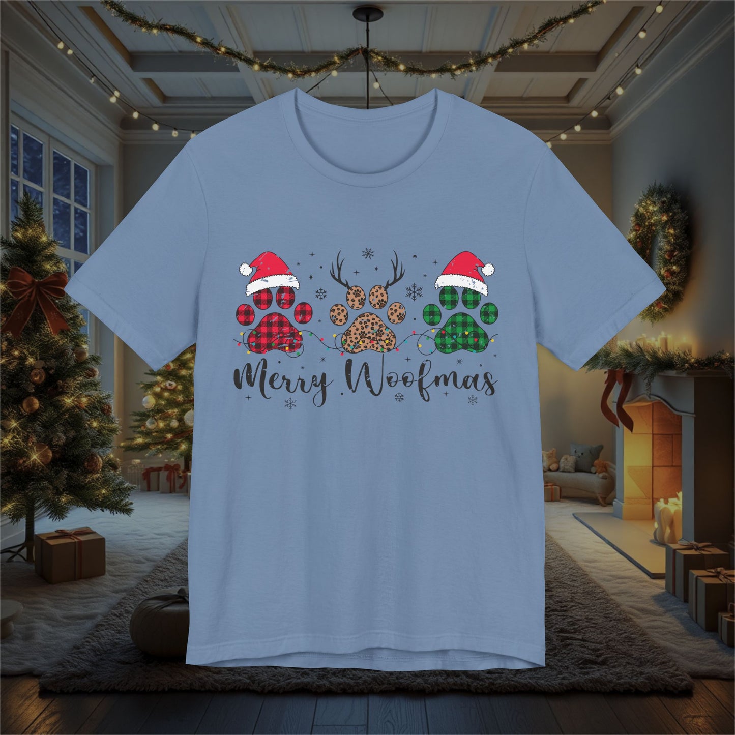 Christmas Dog Lover Shirt, Merry Woofmas Tee, Unisex Holiday T-Shirt, Funny Pet Owner Gift, Dog Mom Dad Apparel, Festive Animal Graphic Top