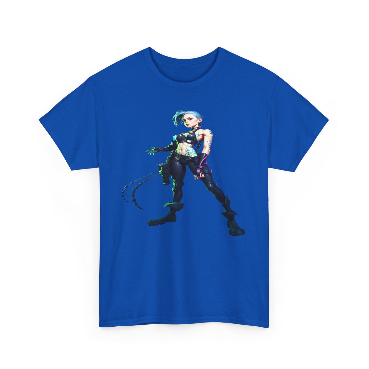 Arcane Inspired Jinx Cotton Tee, Unisex Heavy Anime Graphic T-Shirt, Arcane Gift, Jinx Shirt, Fans Shirt, Arcane Tee, Anime Cotton Tee,