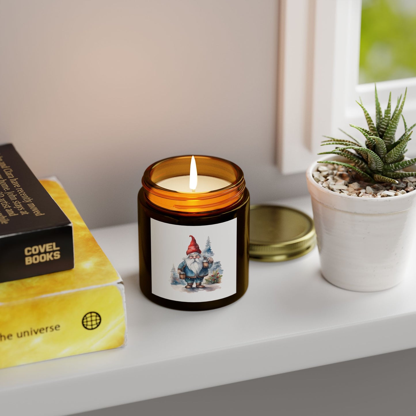 Christmas Gnome Winter Fairy Tale Scented Candles, Coconut Apricot Wax (4oz, 9oz) - Cozy Holiday Home Decor, Relaxing Hygge Candle, Winter