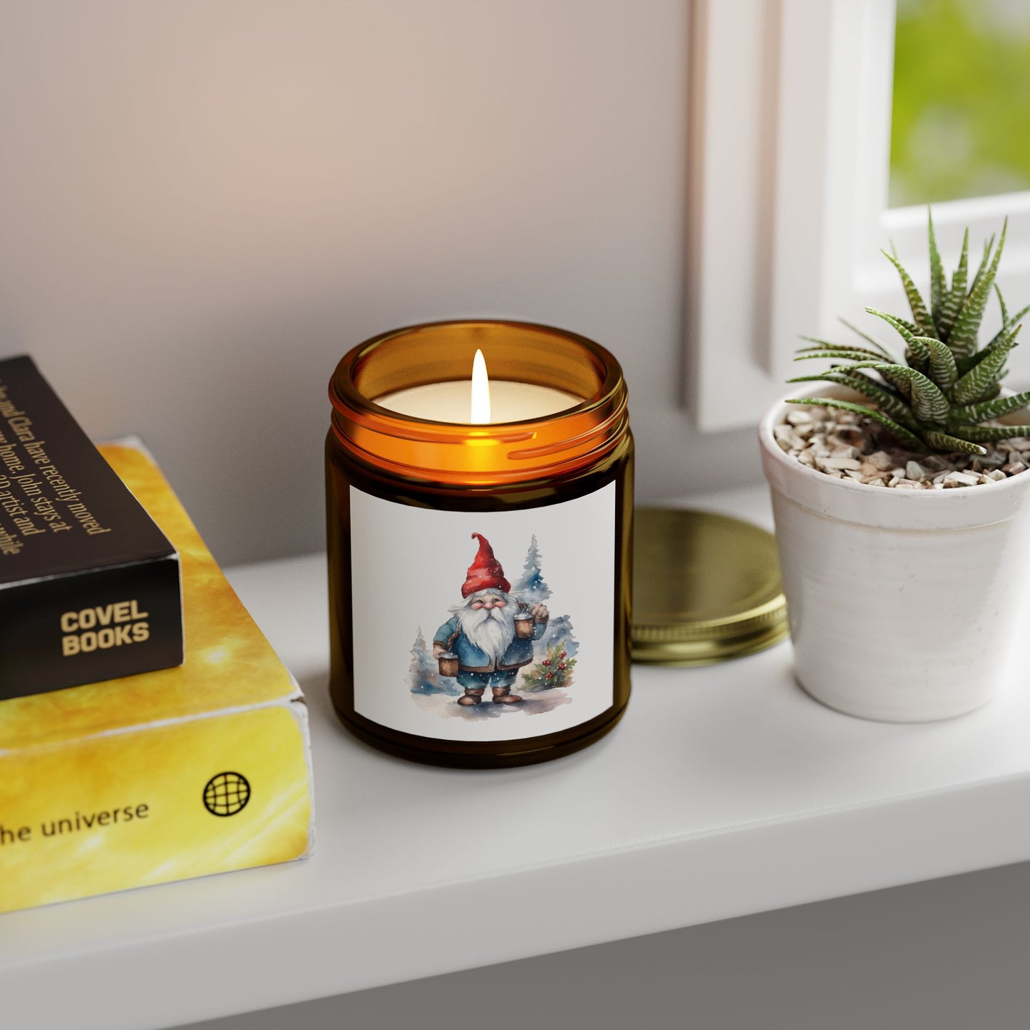 Christmas Gnome Winter Fairy Tale Scented Candles, Coconut Apricot Wax (4oz, 9oz) - Cozy Holiday Home Decor, Relaxing Hygge Candle, Winter