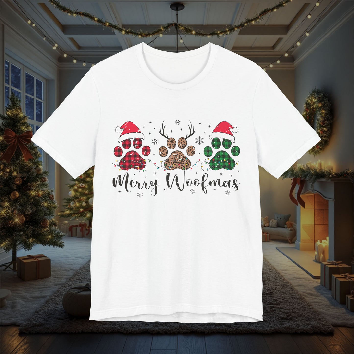 Christmas Dog Lover Shirt, Merry Woofmas Tee, Unisex Holiday T-Shirt, Funny Pet Owner Gift, Dog Mom Dad Apparel, Festive Animal Graphic Top