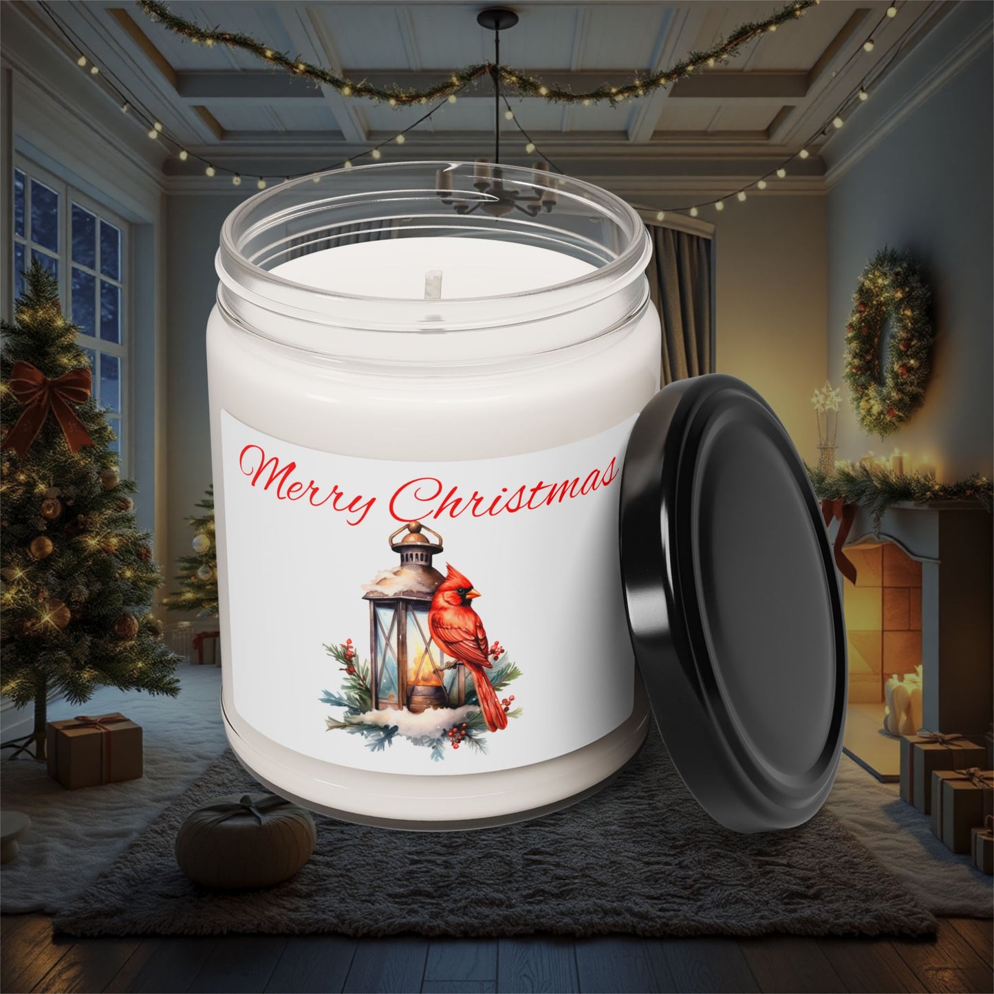 Christmas Cardinal Soy Candle, Holiday Scented Candle, Festive Candle Gift, Winter Home Decor, Christmas Gift Idea, Cardinal Lover Gift