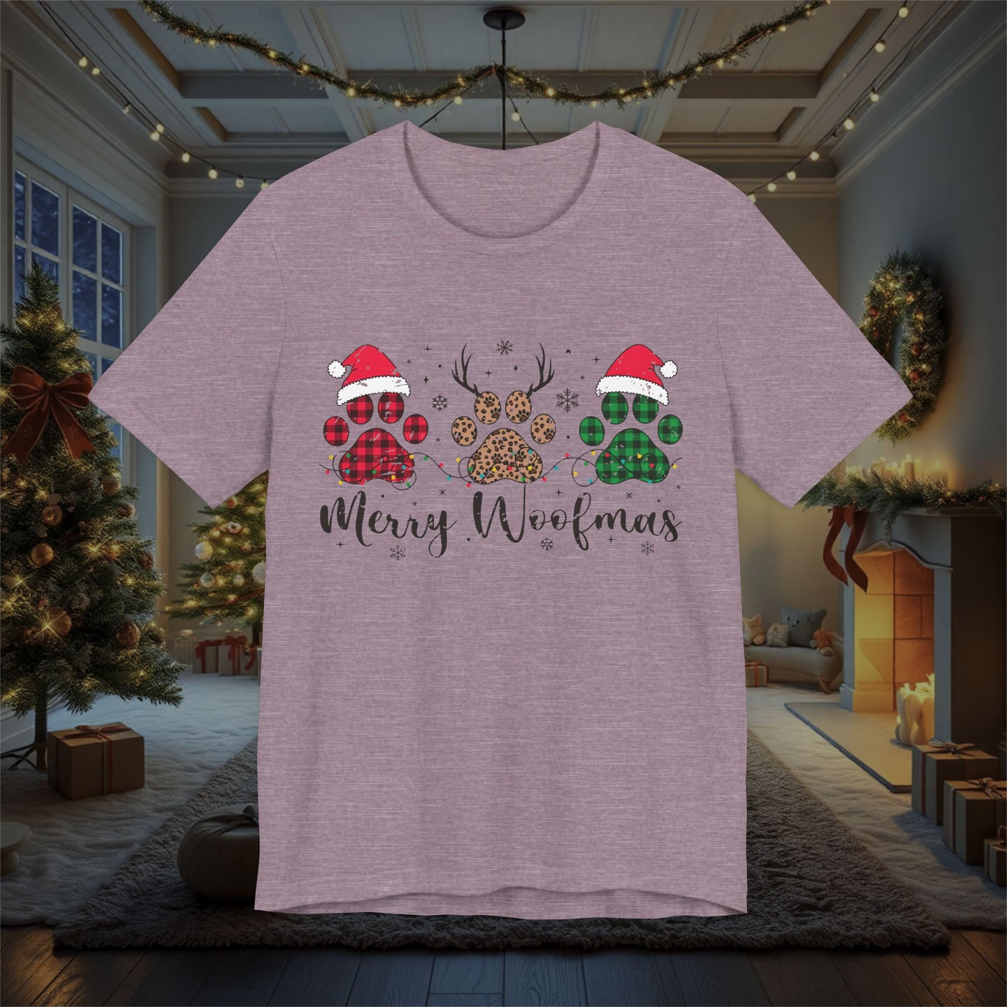 Christmas Dog Lover Shirt, Merry Woofmas Tee, Unisex Holiday T-Shirt, Funny Pet Owner Gift, Dog Mom Dad Apparel, Festive Animal Graphic Top