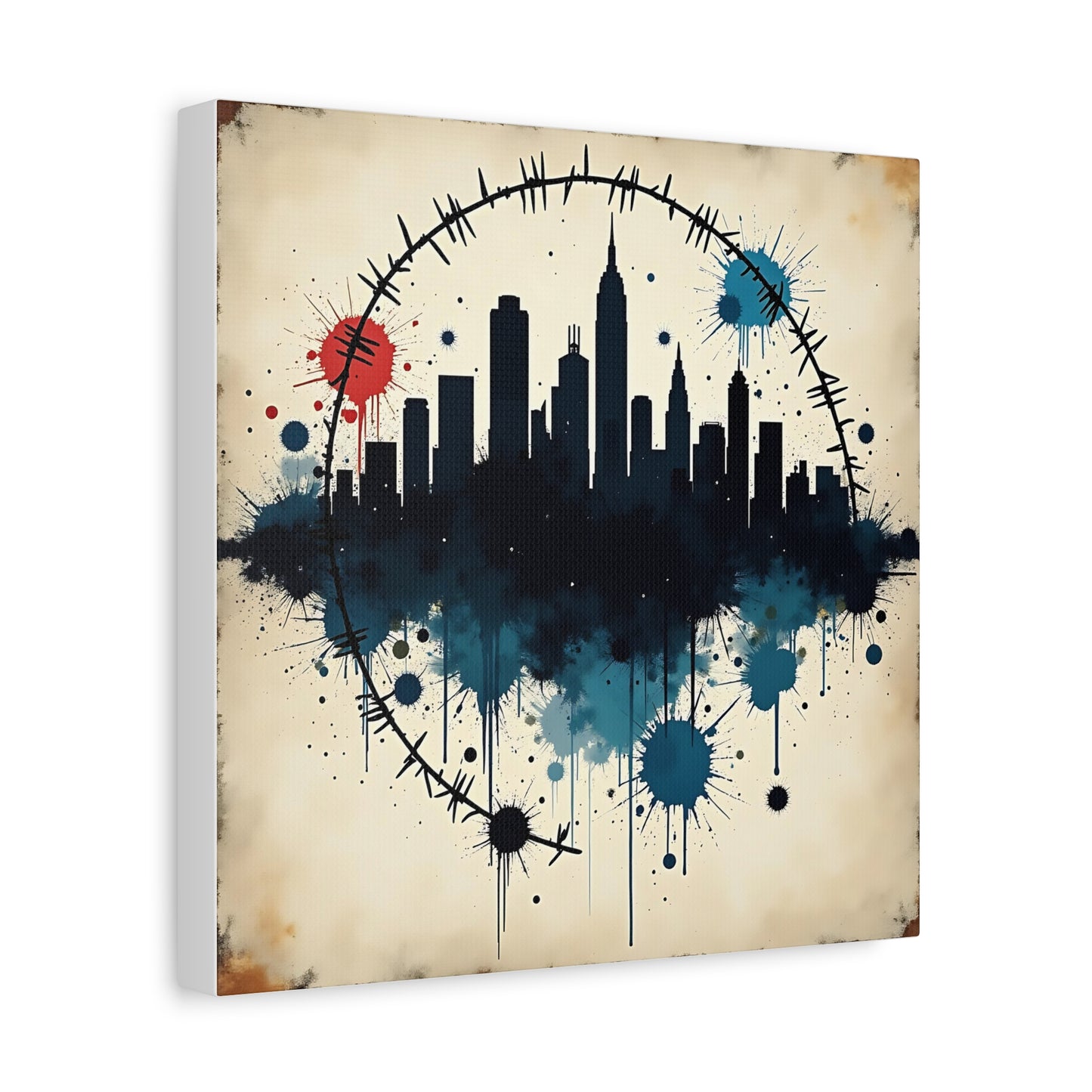 Canvas Wall Art, Cityscape Grunge Collage Print, Urban Home Decor, Industrial Rustic Apartment Decoration, Modern Artwork for Living Room,