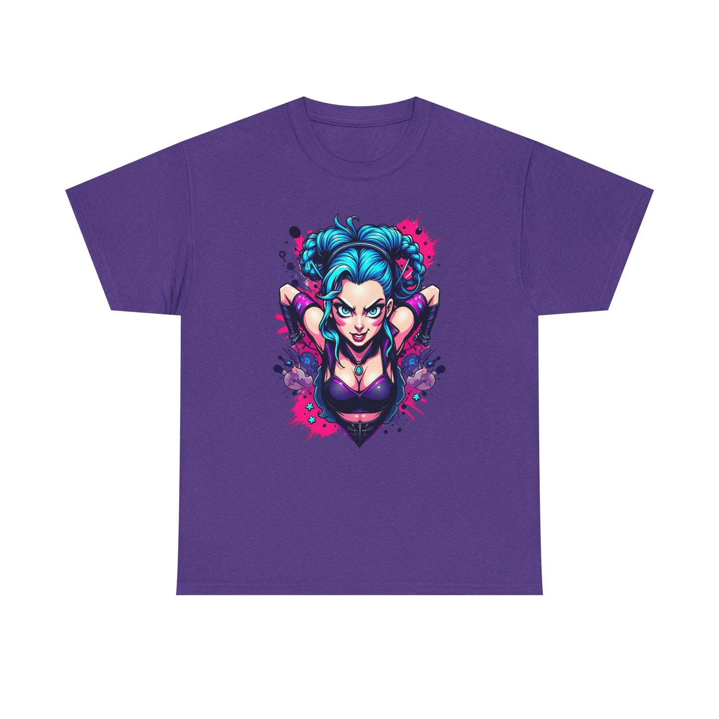 League of Legends Inspired Tee, Jinx Ready to Paint the Town Blue Graphic Shirt, Fun Gift for Gamers and Arcane Fans