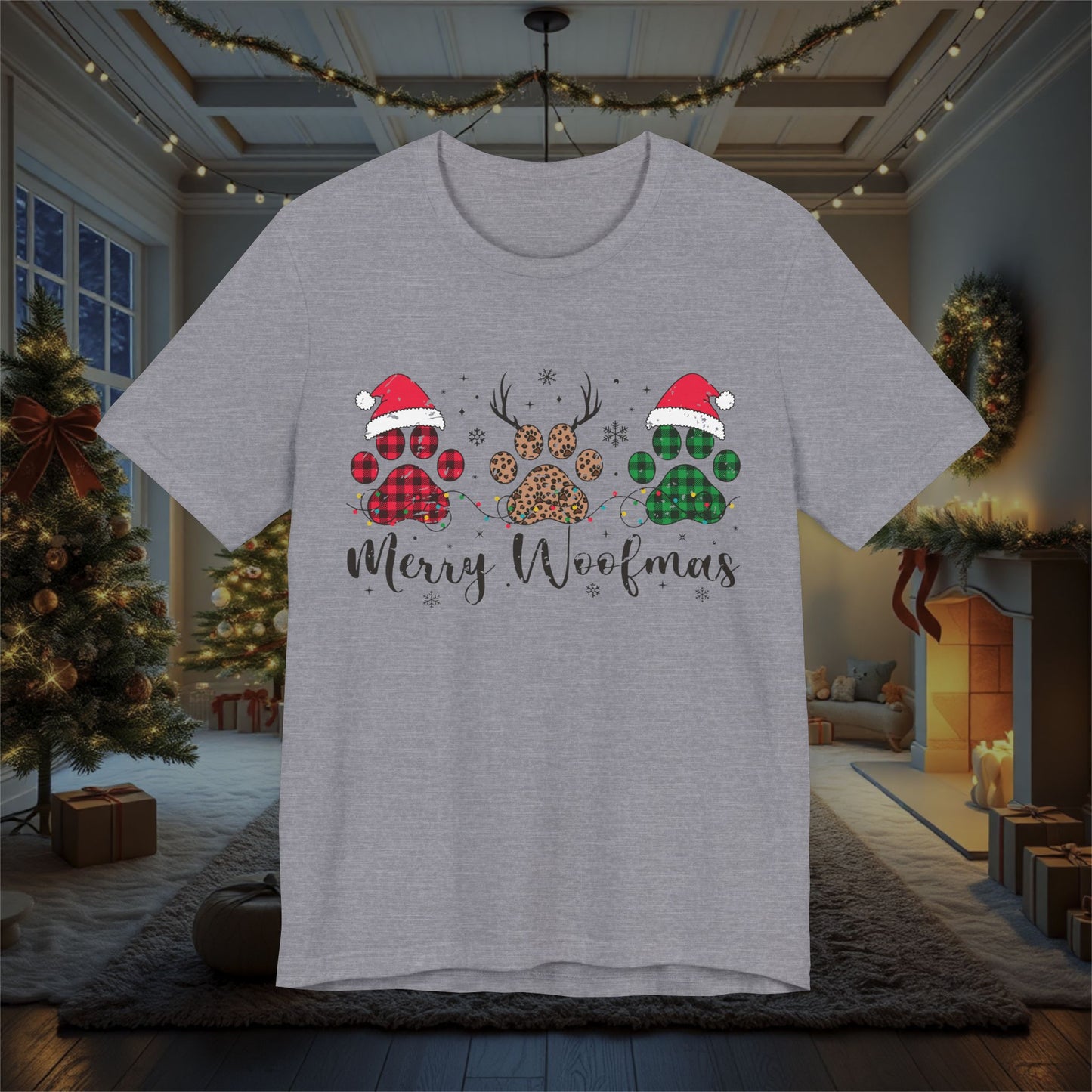Christmas Dog Lover Shirt, Merry Woofmas Tee, Unisex Holiday T-Shirt, Funny Pet Owner Gift, Dog Mom Dad Apparel, Festive Animal Graphic Top