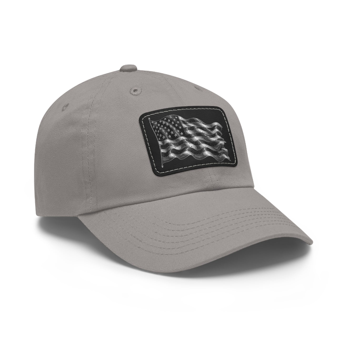American Flag Dad Hat with Leather Patch (Rectangle)
