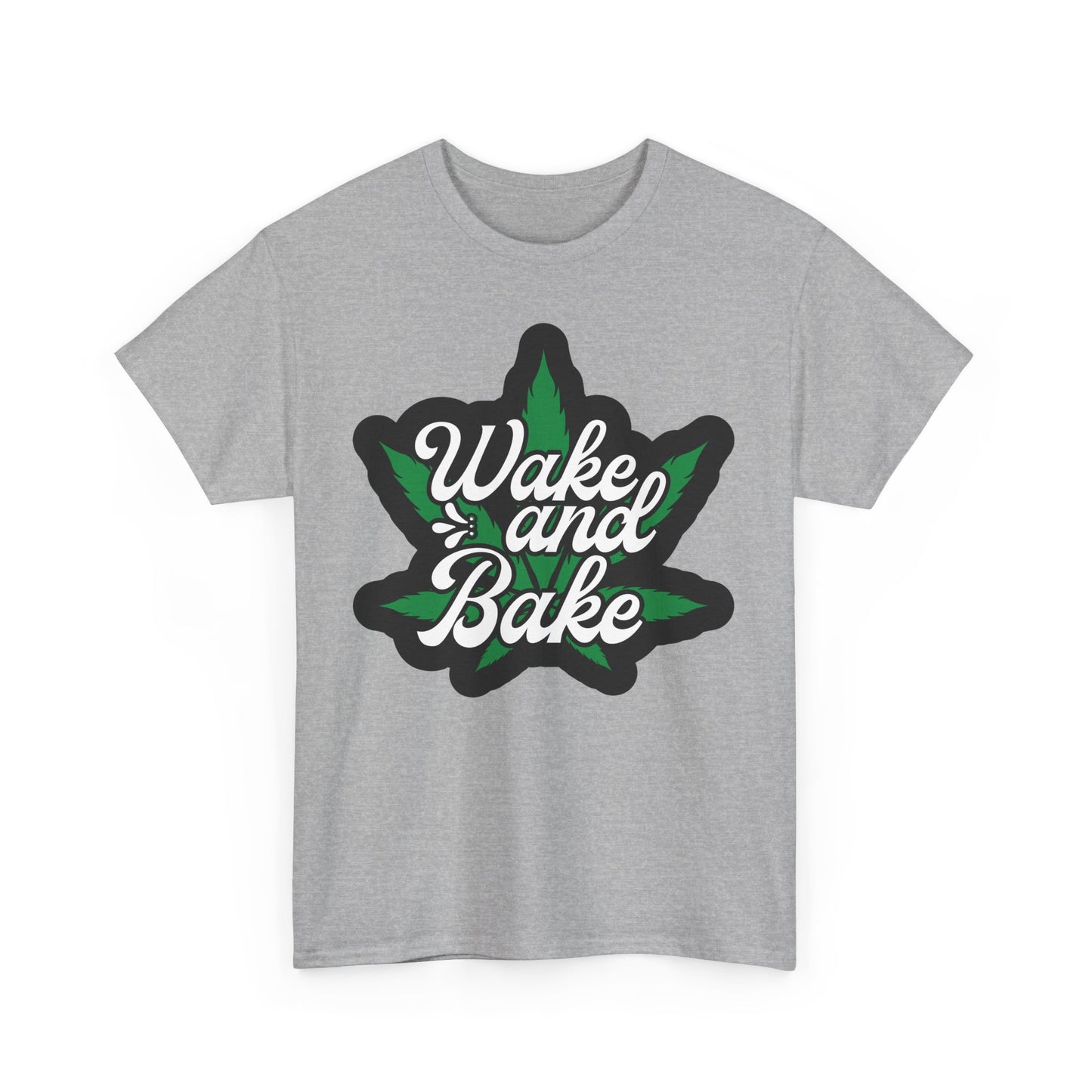 Wake and Bake Cannabis Unisex Heavy Cotton Tee - Funny Stoner Shirt, Weed Lover Gift, Marijuana Graphic Tee, 420 Shirt, Pot Leaf Tee