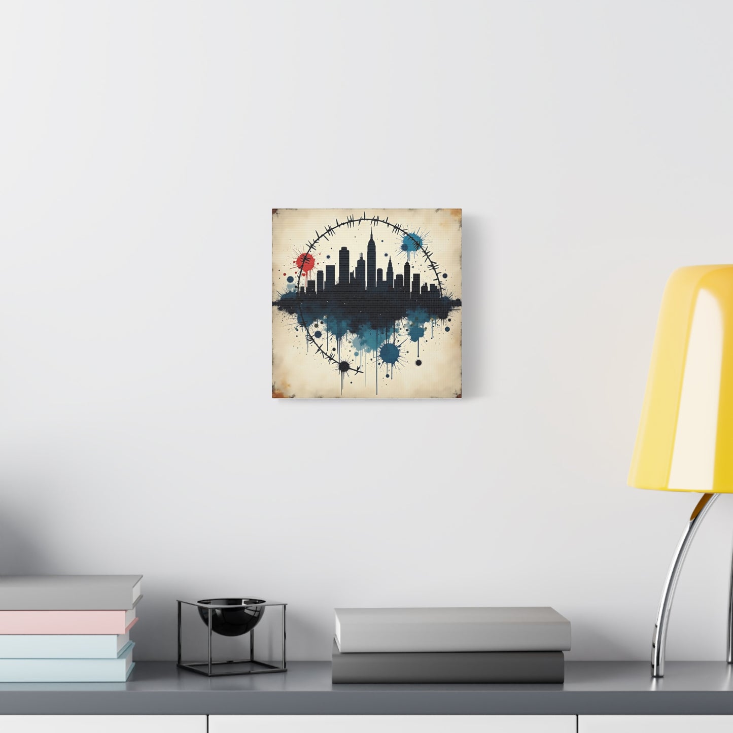 Canvas Wall Art, Cityscape Grunge Collage Print, Urban Home Decor, Industrial Rustic Apartment Decoration, Modern Artwork for Living Room,