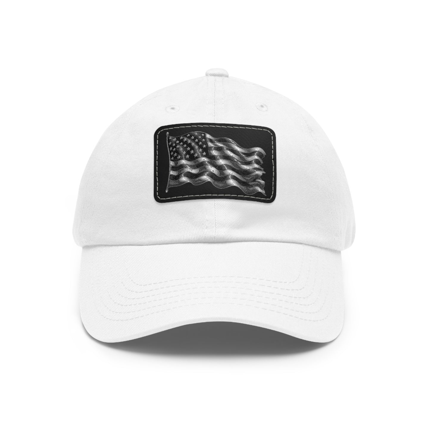 American Flag Dad Hat with Leather Patch (Rectangle)