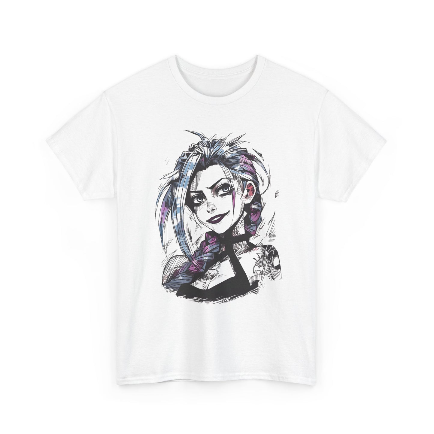 League of Legends Arcane Tv series Jinx Art Unisex Heavy Cotton Tee - Gaming Shirt, Video Game Tee, Gamer Gift, Esports Fan Apparel, Comic