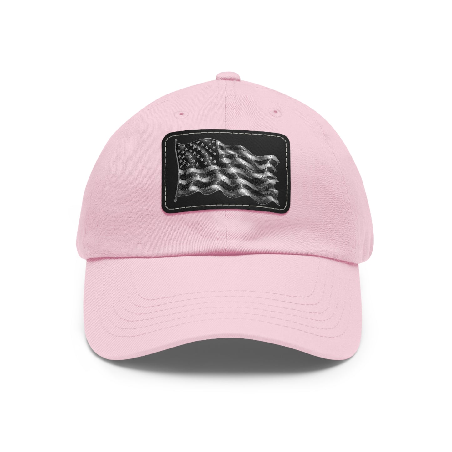 American Flag Dad Hat with Leather Patch (Rectangle)