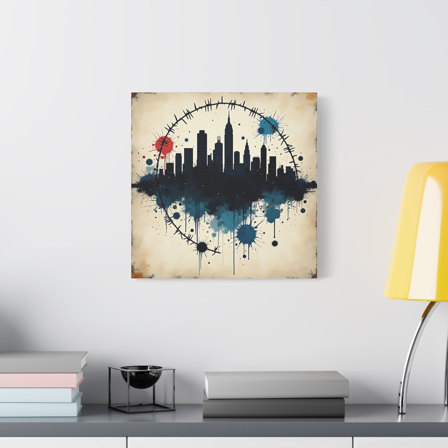 Canvas Wall Art, Cityscape Grunge Collage Print, Urban Home Decor, Industrial Rustic Apartment Decoration, Modern Artwork for Living Room,