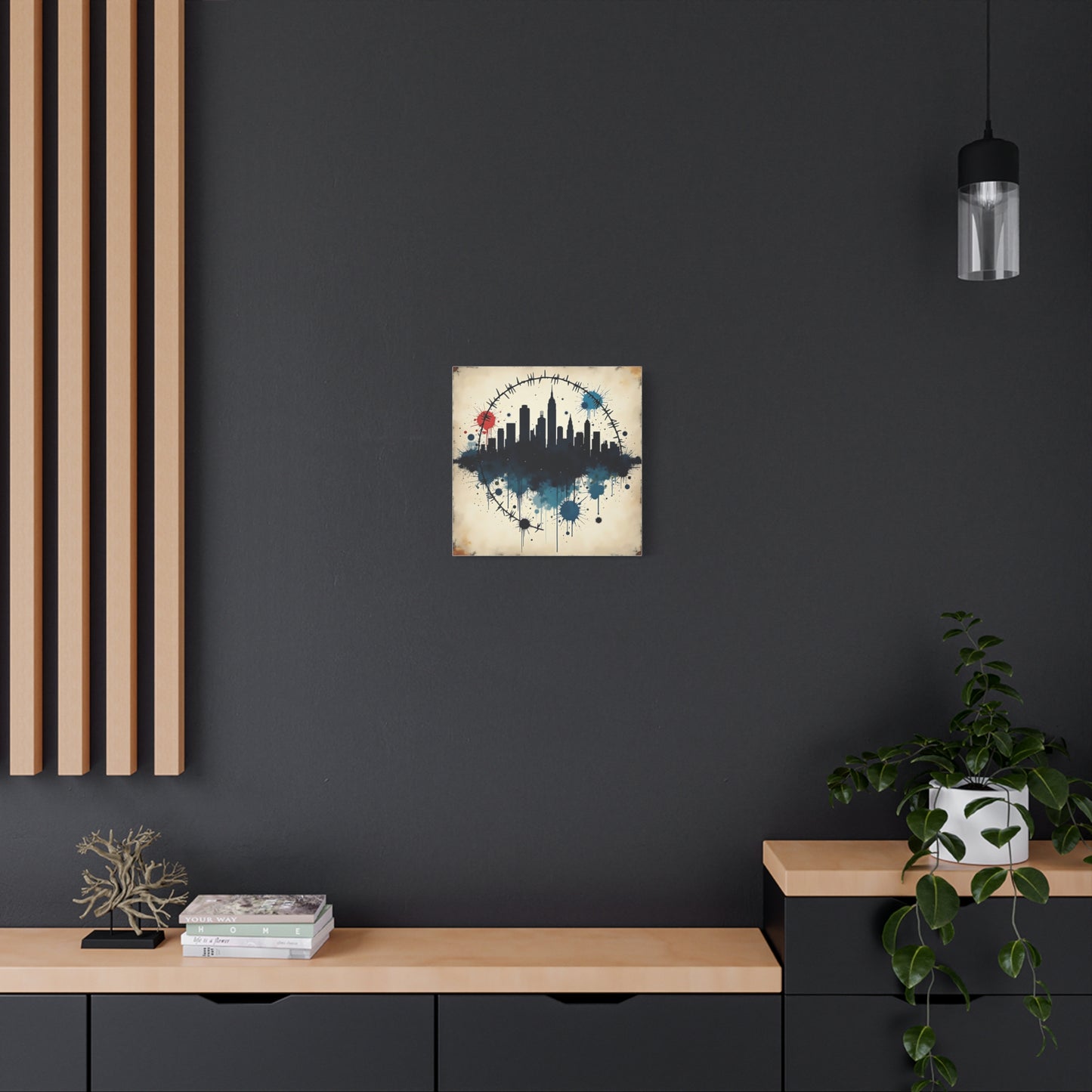 Canvas Wall Art, Cityscape Grunge Collage Print, Urban Home Decor, Industrial Rustic Apartment Decoration, Modern Artwork for Living Room,