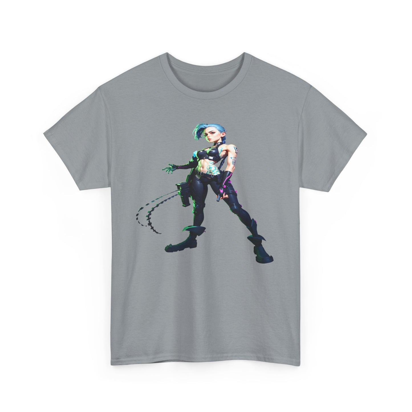 Arcane Inspired Jinx Cotton Tee, Unisex Heavy Anime Graphic T-Shirt, Arcane Gift, Jinx Shirt, Fans Shirt, Arcane Tee, Anime Cotton Tee,