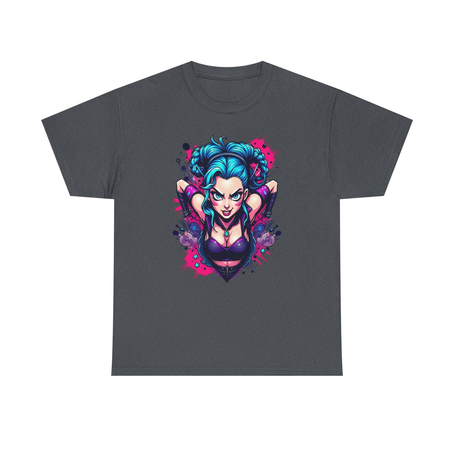 League of Legends Inspired Tee, Jinx Ready to Paint the Town Blue Graphic Shirt, Fun Gift for Gamers and Arcane Fans