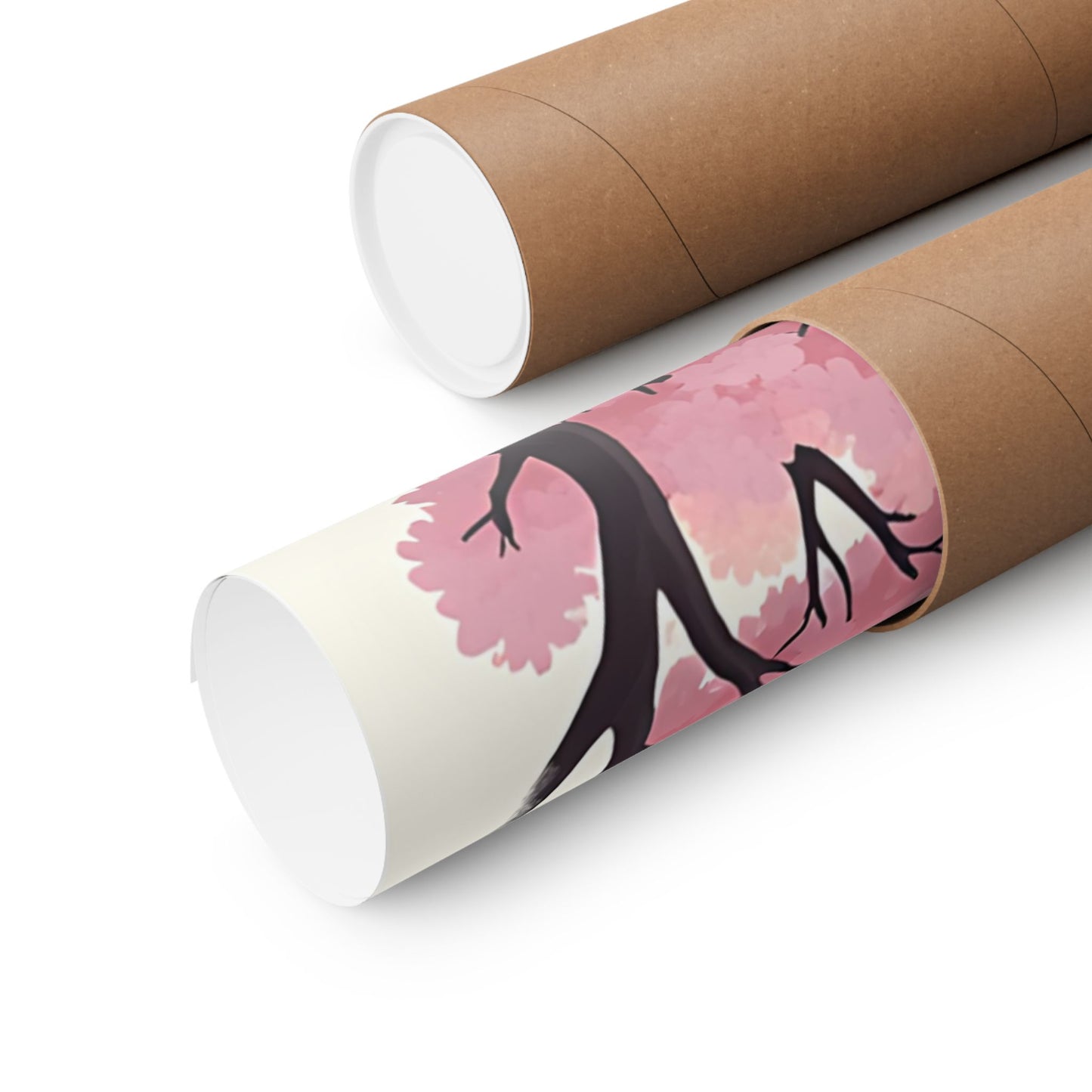 Anime Tranquility Matte Vertical Posters, Young Protagonist in Meditative Pose, Cherry Blossoms Wall Art, Mountain Landscape Prints, Serene