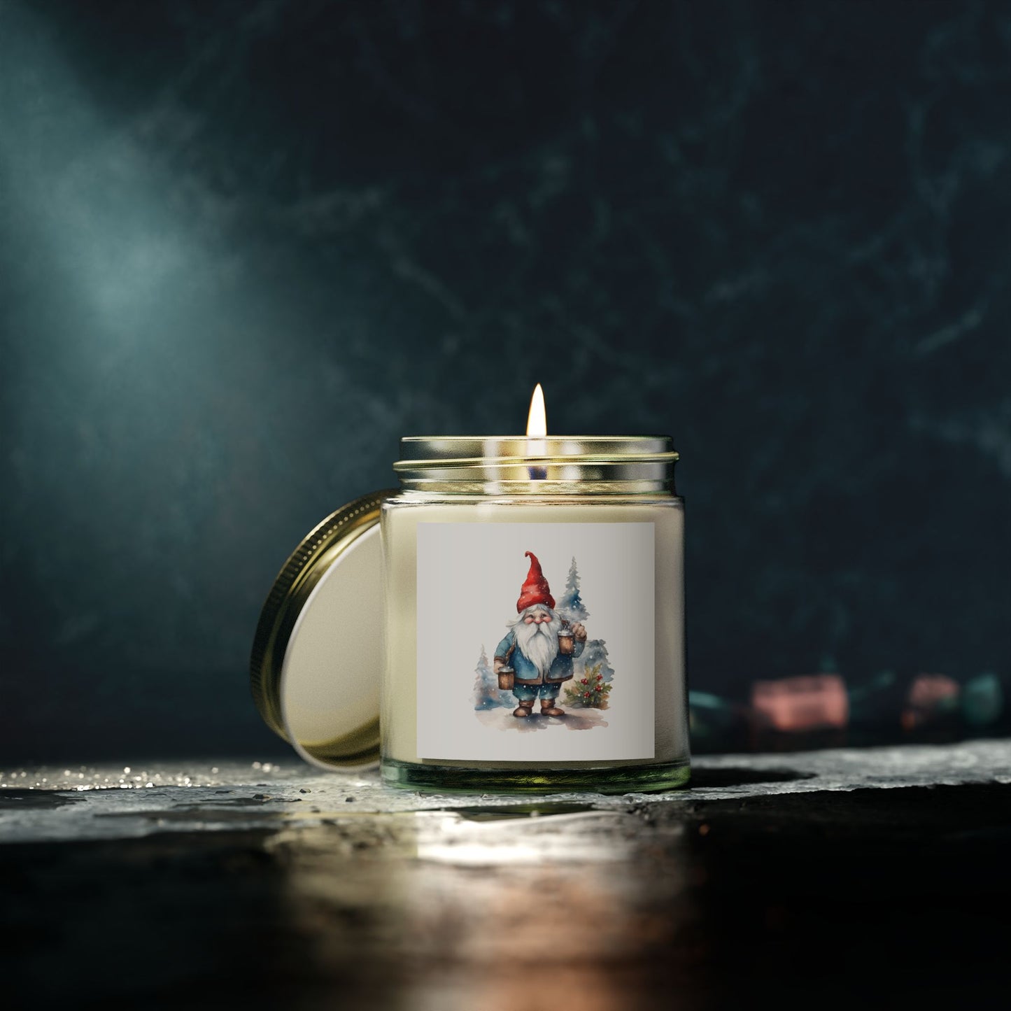 Christmas Gnome Winter Fairy Tale Scented Candles, Coconut Apricot Wax (4oz, 9oz) - Cozy Holiday Home Decor, Relaxing Hygge Candle, Winter