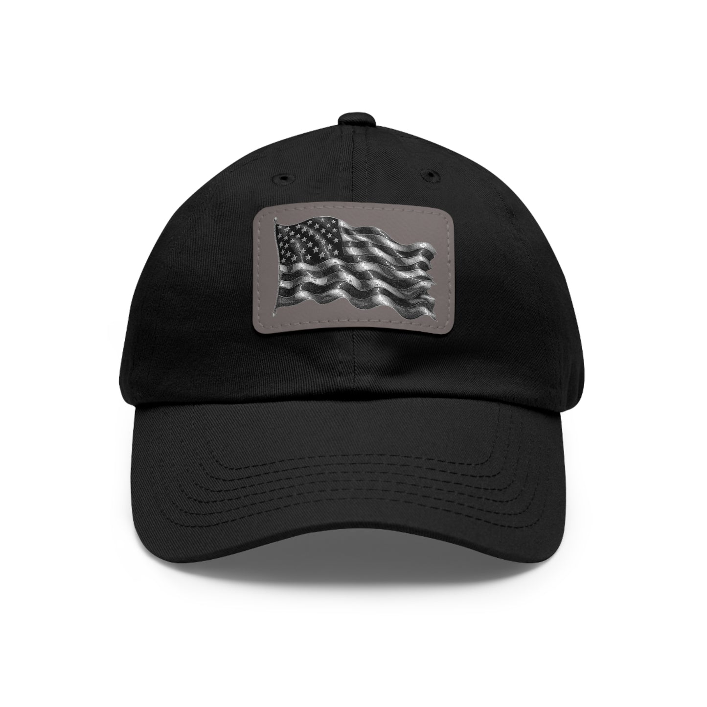 American Flag Dad Hat with Leather Patch (Rectangle)