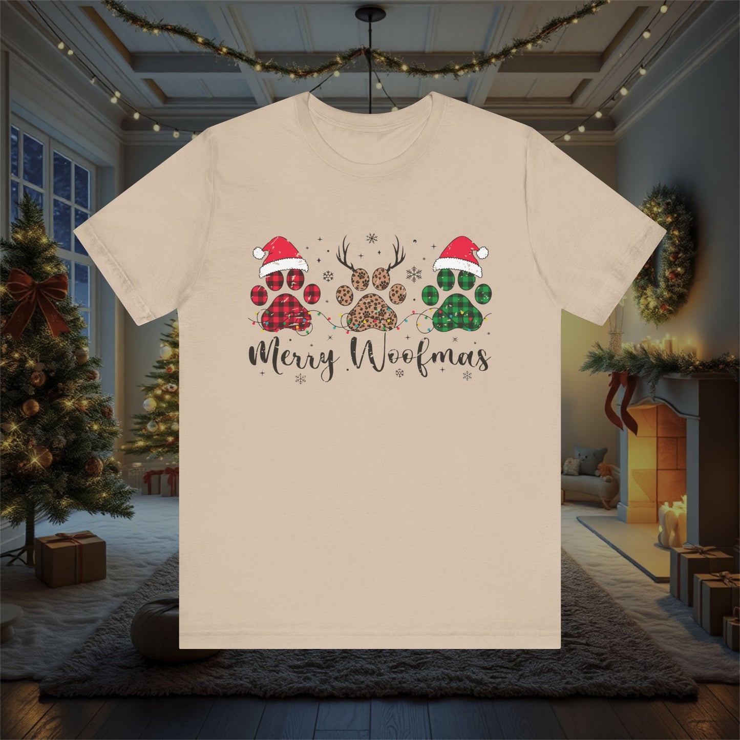 Christmas Dog Lover Shirt, Merry Woofmas Tee, Unisex Holiday T-Shirt, Funny Pet Owner Gift, Dog Mom Dad Apparel, Festive Animal Graphic Top