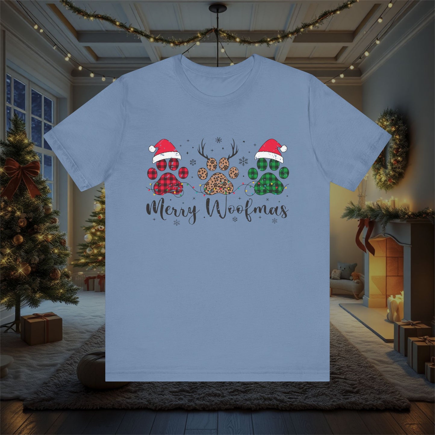 Christmas Dog Lover Shirt, Merry Woofmas Tee, Unisex Holiday T-Shirt, Funny Pet Owner Gift, Dog Mom Dad Apparel, Festive Animal Graphic Top