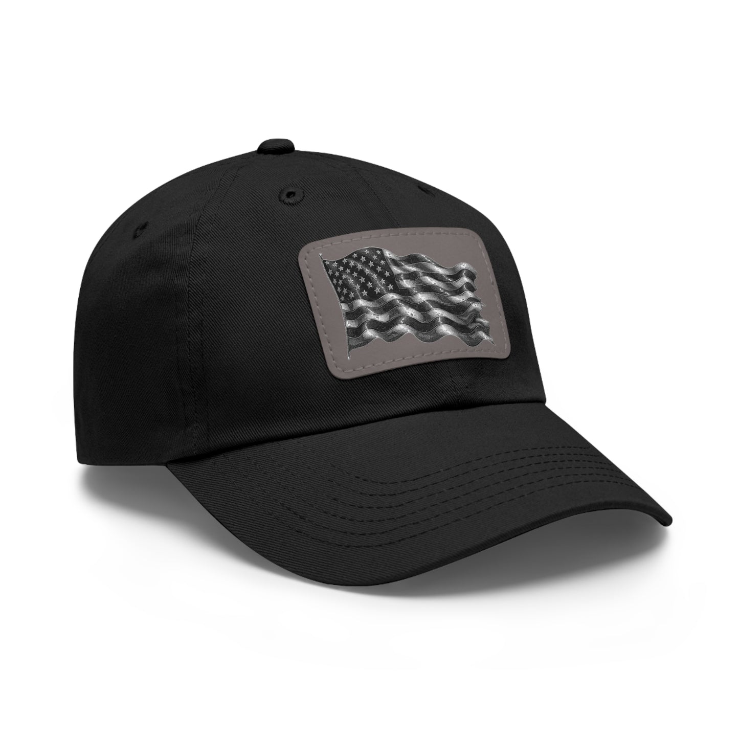 American Flag Dad Hat with Leather Patch (Rectangle)