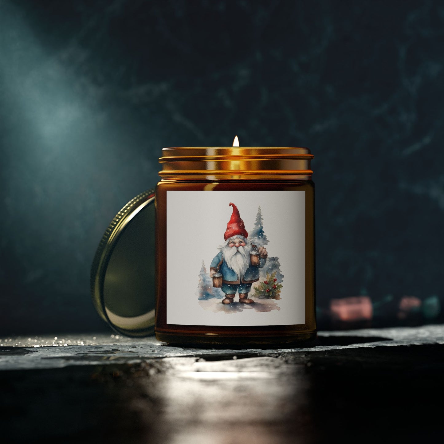 Christmas Gnome Winter Fairy Tale Scented Candles, Coconut Apricot Wax (4oz, 9oz) - Cozy Holiday Home Decor, Relaxing Hygge Candle, Winter