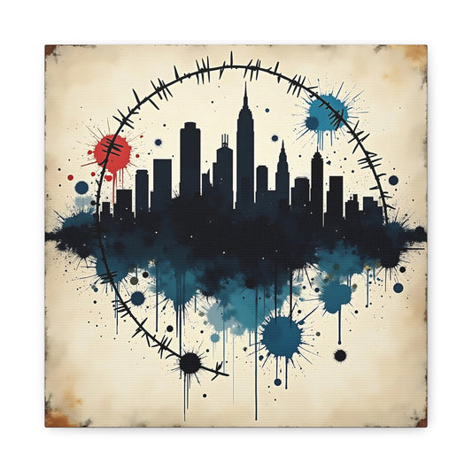 Canvas Wall Art, Cityscape Grunge Collage Print, Urban Home Decor, Industrial Rustic Apartment Decoration, Modern Artwork for Living Room,