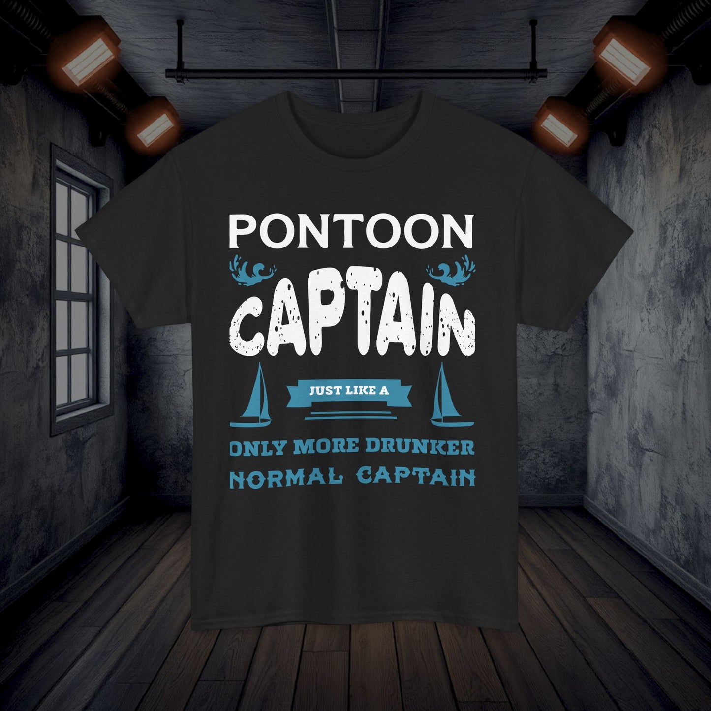 Funny Pontoon CAPTAIN Heavy Cotton Tee, Sailor Drinking T-shirt, Party Boating Top, Lake Life Gift Shirt, Captain Boater Humor Tee