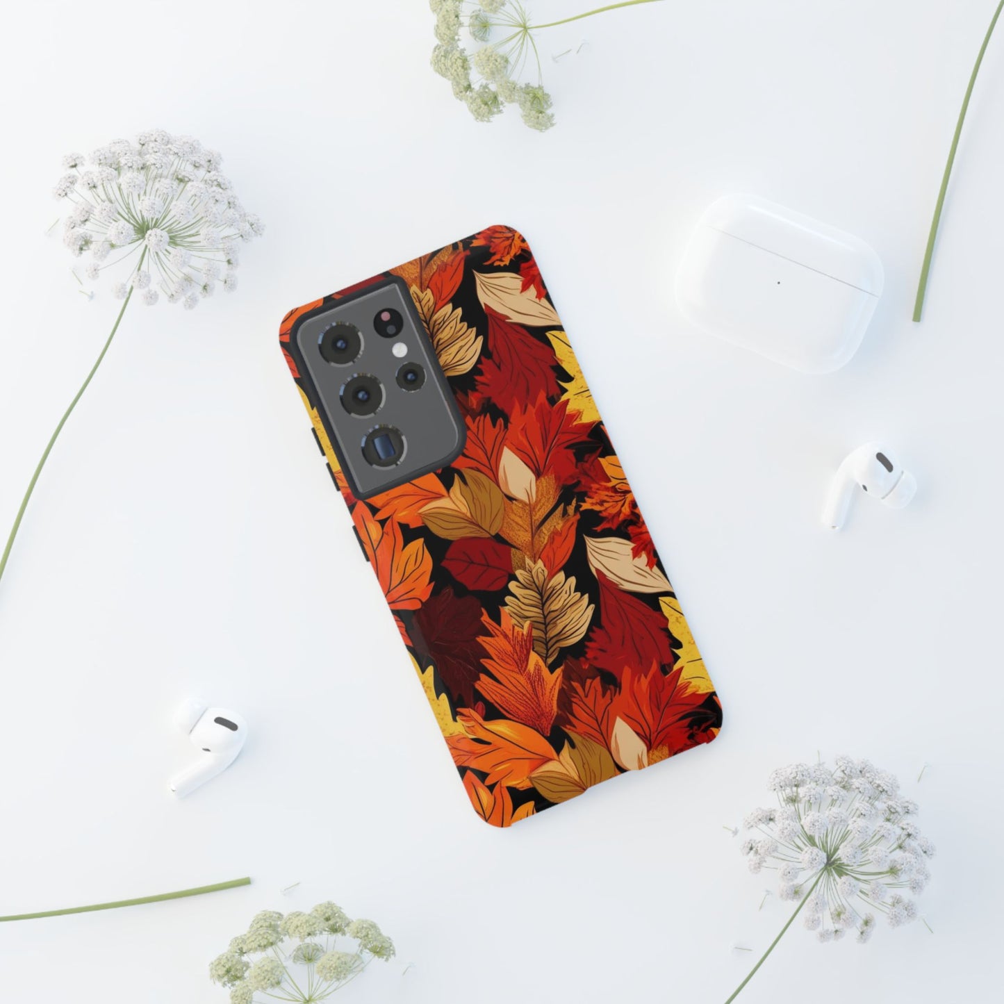 Leafy Tough Cases, Autumn Phone Cover, Protective Smartphone Shell, Nature Lover Gift, Fall Accessories