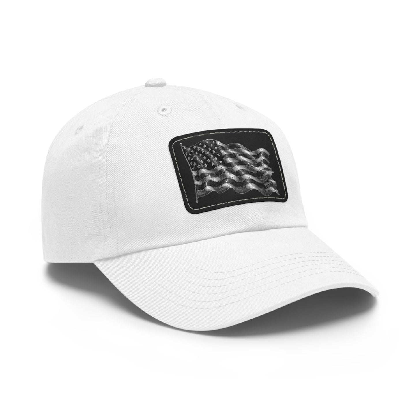 American Flag Dad Hat with Leather Patch (Rectangle)