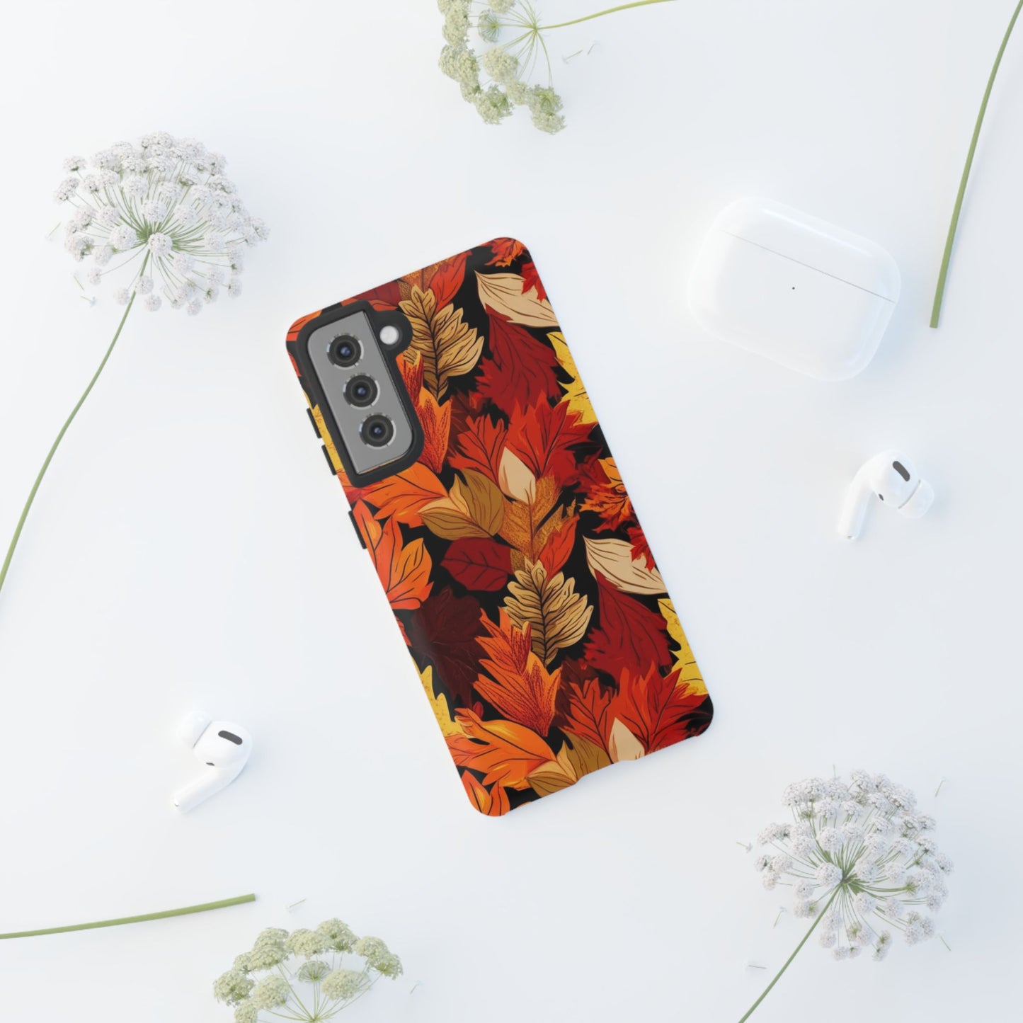 Leafy Tough Cases, Autumn Phone Cover, Protective Smartphone Shell, Nature Lover Gift, Fall Accessories