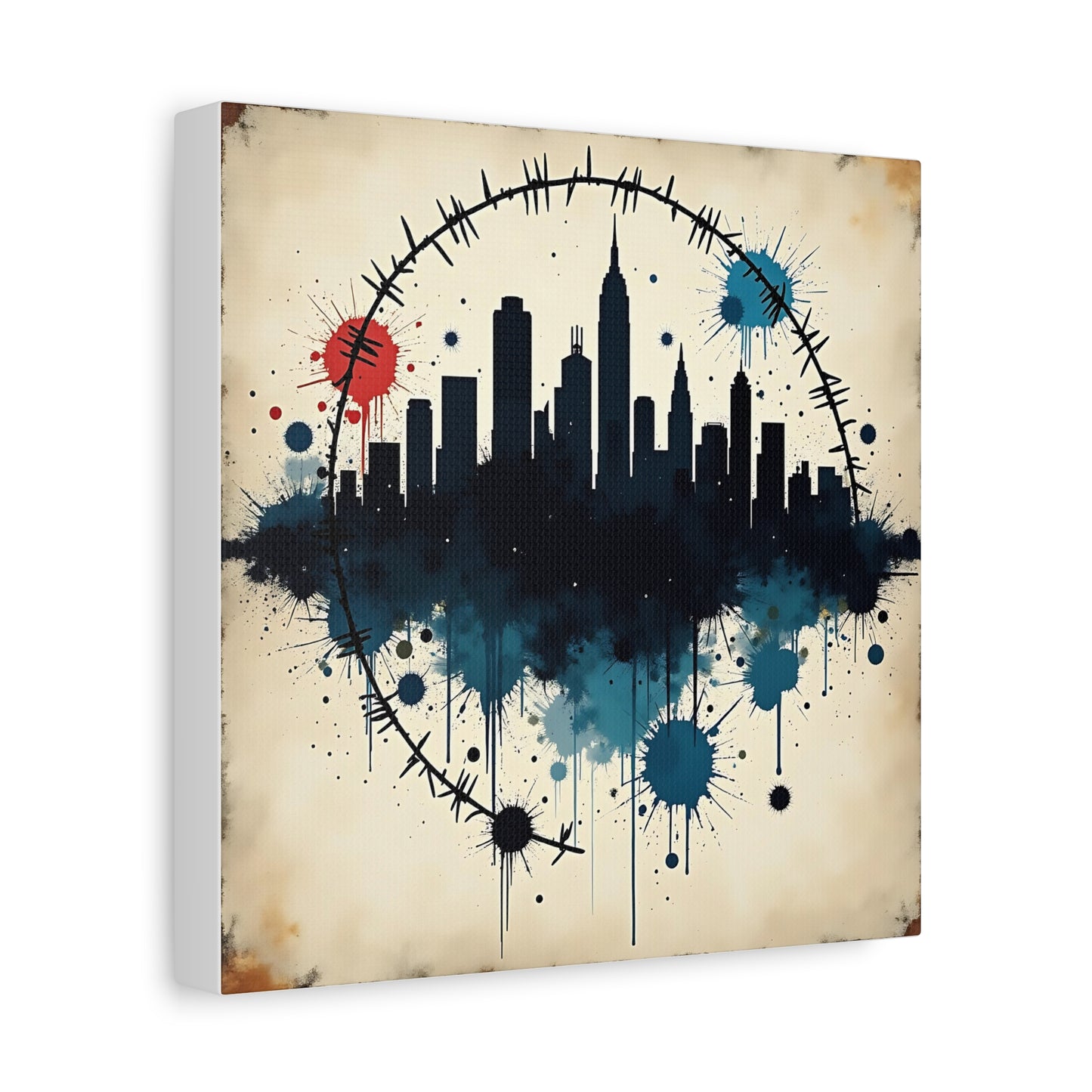 Canvas Wall Art, Cityscape Grunge Collage Print, Urban Home Decor, Industrial Rustic Apartment Decoration, Modern Artwork for Living Room,