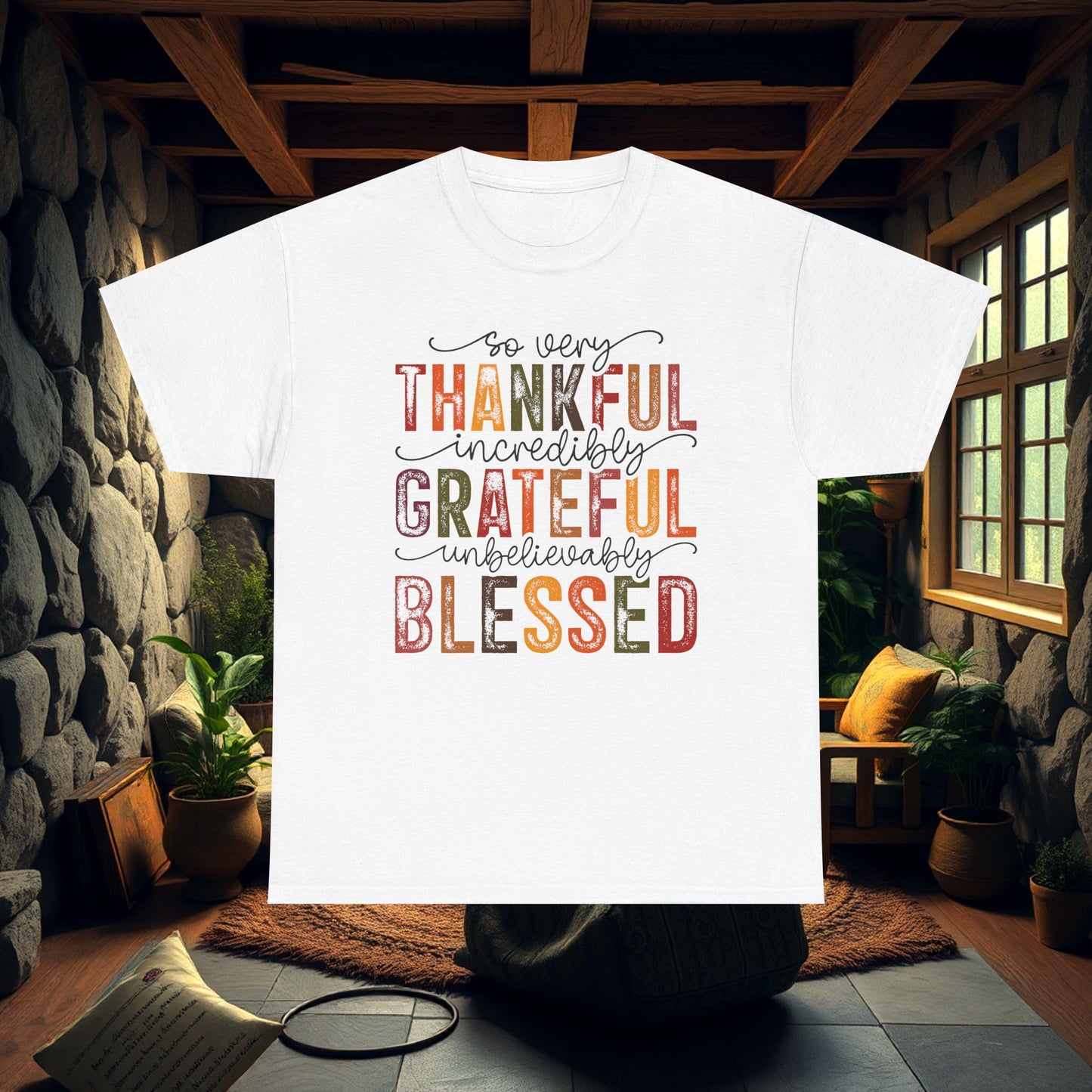 So Very Thankful Unisex Tee, Grateful Blessed Shirt, Thankful T-shirt, Blessed Cotton Tee, Thanksgiving Day Shirt