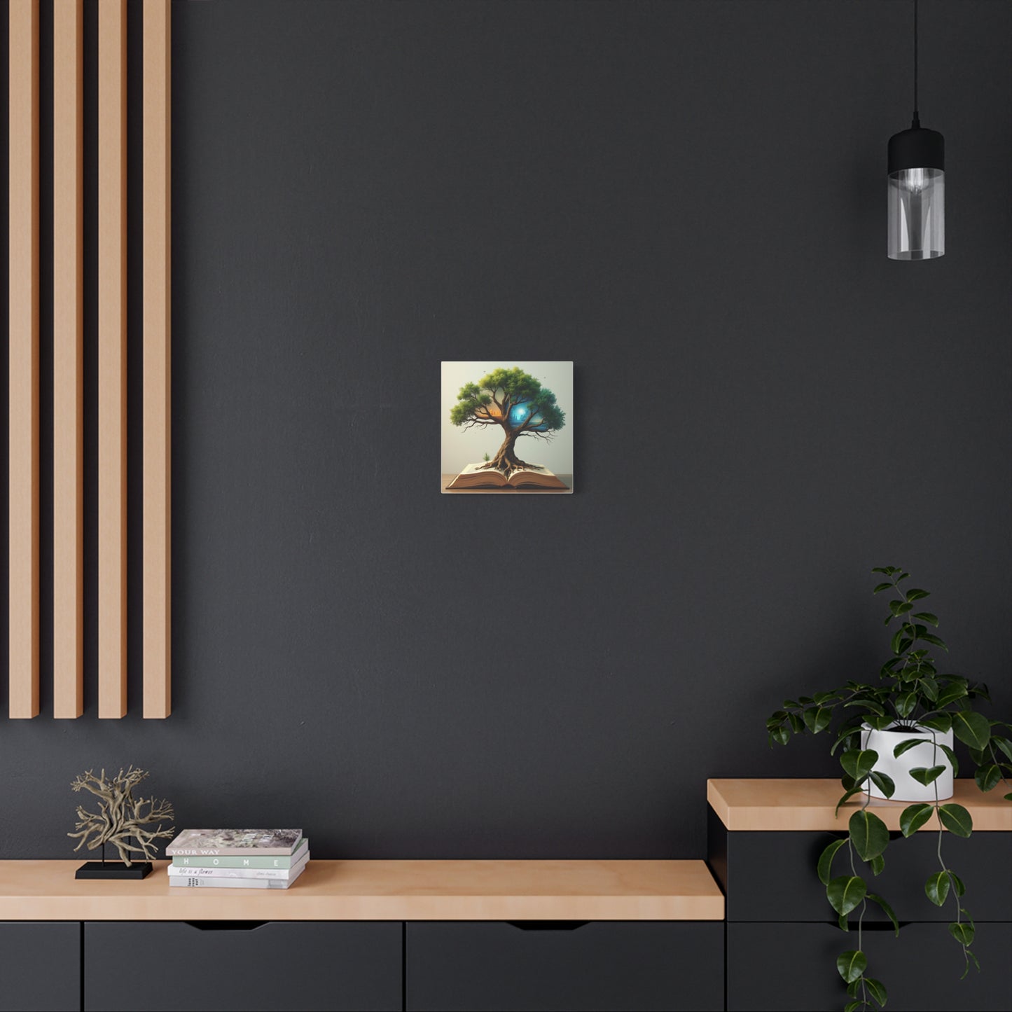 Canvas Art, Meta-Realism Tree of Knowledge Wall Decor, Cityscape, Desert, Forest, Ocean, Earth Tones, Emerald Green, Azure, Terracotta